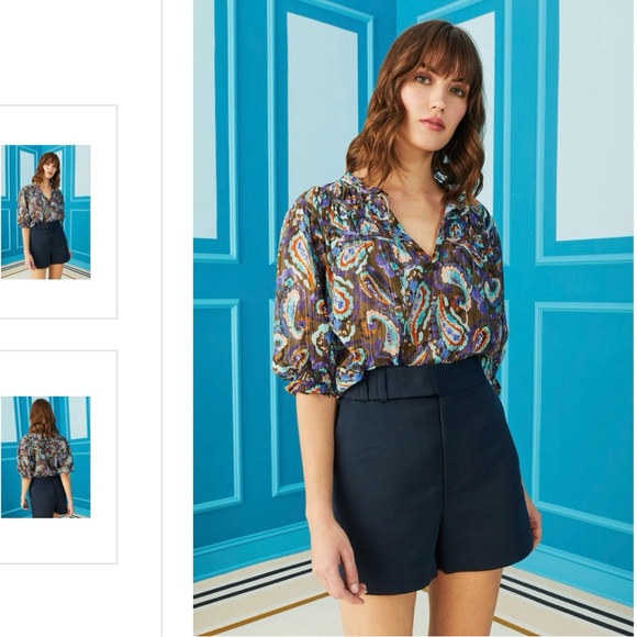 CROSBY by Mollie Burch Tops - CROSBY by Mollie Burch Finley Top—Olive Paisley Size L